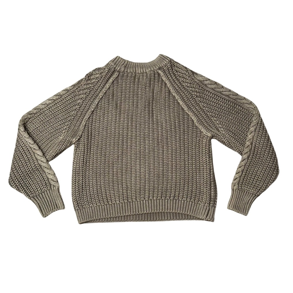 Free People Cable Knit Sweater Womens XS Olive Green Excellent Chunky Cotton - Picture 4 of 4